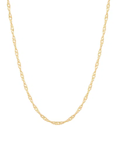 Macy's Solid Singapore Chain Necklace In 14k Yellow Gold In Blue