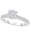 Macy's Solitaire Diamond Halo Plus Engagement Ring (1 Ct. T.w.) In 14k White Gold In Metallic