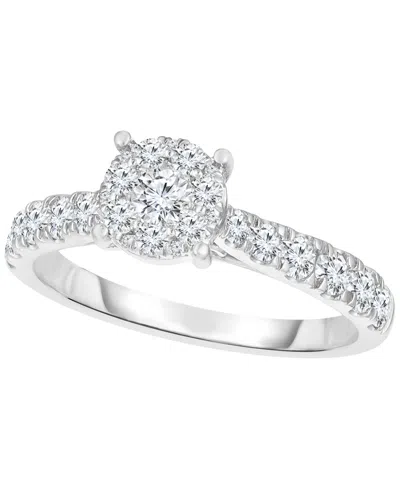 Macy's Solitaire Diamond Halo Plus Engagement Ring (1 Ct. T.w.) In 14k White Gold In Metallic