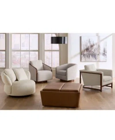 Macy's Special Order Fabric Leather Accent Chairs Created For Macys In Sand