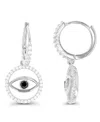 Macy's Spinel And Zirconia Huggie Earrings (1/10 Ct. T.w. Black Spinel And Cubic Zirconia 3/4 Ct. T.w.) In In Sterling Silver