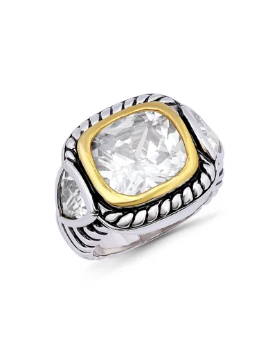 Macy's Square Trillion Cubic Zirconia And Oxidized Accents Statement Ring In Two-tone