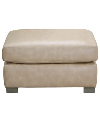 Macy's Stacia 33" Leather Fully Padded Bench Ottoman In Brown