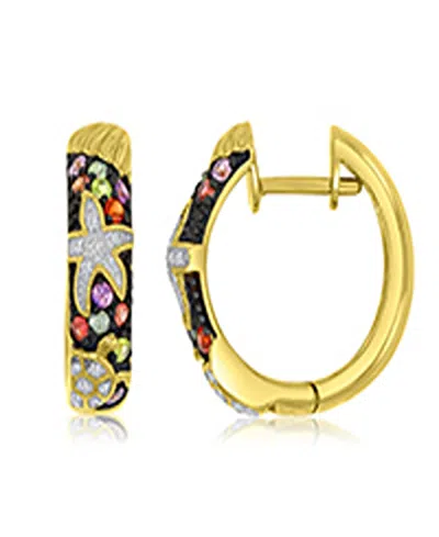 Macy's Starfish & Sea Turtle Huggie Earrings In 14k Yellow Gold Over Sterling Silver