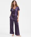 Macy's State Of Day Women's 2-piece Short-sleeve Top And Pants Pajama Set,  Exclusive In Purple