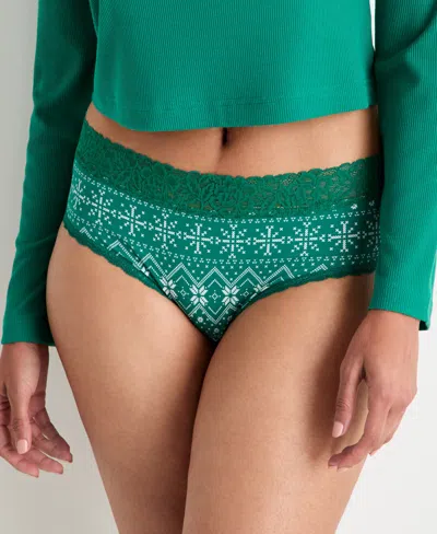 Macy's State Of Day Women's Cotton Blend Lace-trim Hipster Underwear, Created For  In Green
