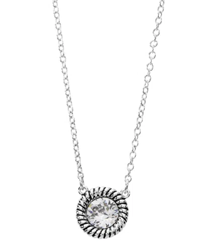 Macy's Sterling Silver 18" Crystal Rope Edge Necklace