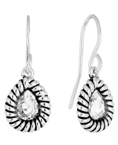 Macy's Sterling Silver Crystal Pear Rope Edge Earrings