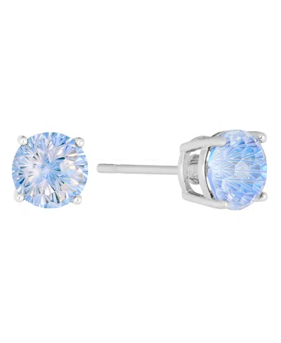 Macy's Sterling Silver Cubic Zirconia Solitaire Stud Earrings In Blue