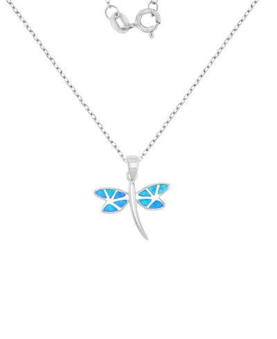 Macy's Sterling Silver Dragonfly Pendant Necklace In Rhodium