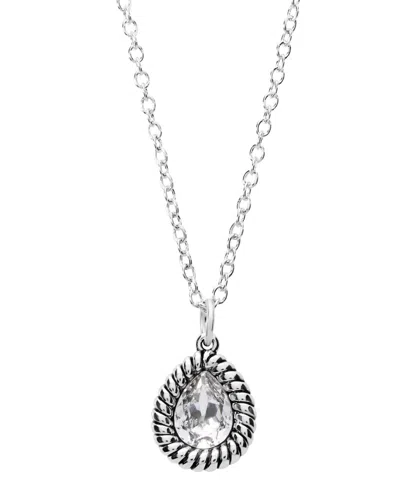 Macy's Sterling Silver Pear-shaped Crystal Rope Edge Necklace
