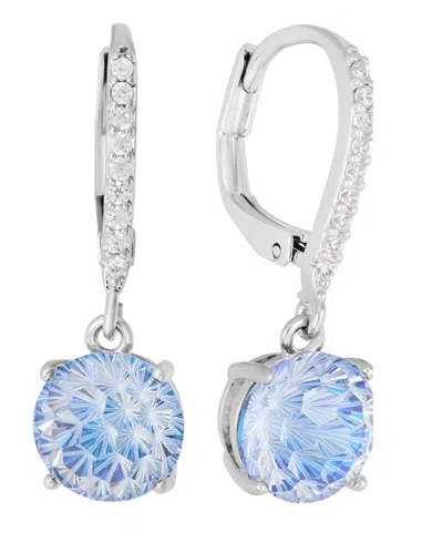 Macy's Sterling Silver Starlight Cubic Zirconia Leverback Earrings In Bule