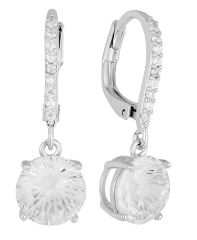 Macy's Sterling Silver Starlight Cubic Zirconia Leverback Earrings In Crystal
