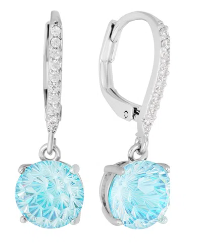 Macy's Sterling Silver Starlight Cubic Zirconia Leverback Earrings In Light Aqua