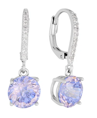 Macy's Sterling Silver Starlight Cubic Zirconia Leverback Earrings In Purple