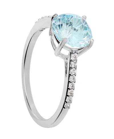 Macy's Sterling Silver Starlight Cubic Zirconia Ring In Light Aqua