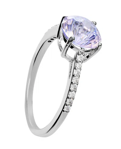 Macy's Sterling Silver Starlight Cubic Zirconia Ring In Purple