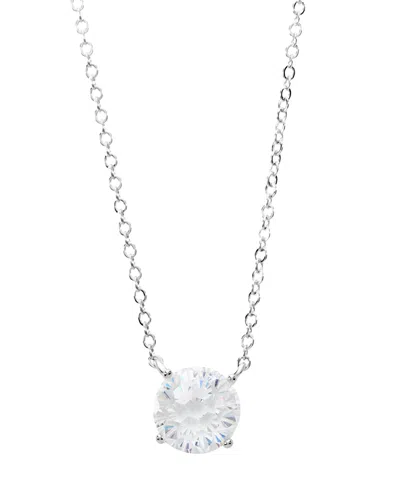 Macy's Sterling Silver Starlight Cubic Zirconia Solitaire Necklace In Crystal