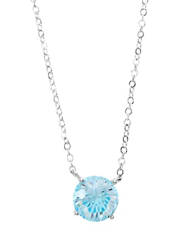 Macy's Sterling Silver Starlight Cubic Zirconia Solitaire Necklace In Light Aqua