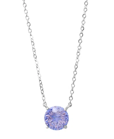 Macy's Sterling Silver Starlight Cubic Zirconia Solitaire Necklace In Purple