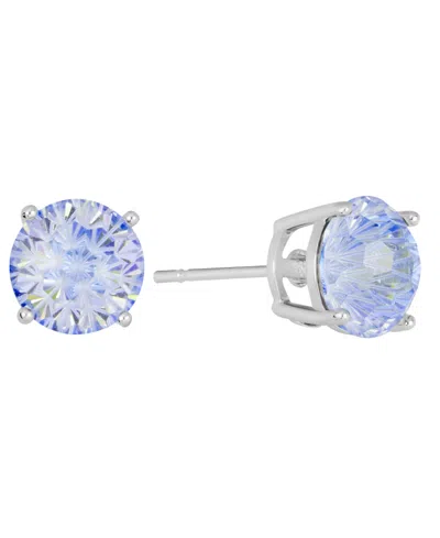Macy's Sterling Silver Starlight Cubic Zirconia Solitaire Stud Earrings In Blue