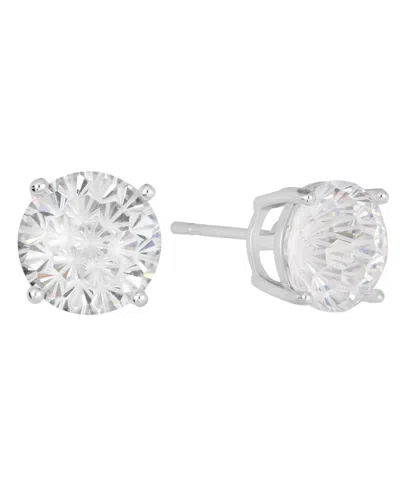 Macy's Sterling Silver Starlight Cubic Zirconia Solitaire Stud Earrings In Crystal
