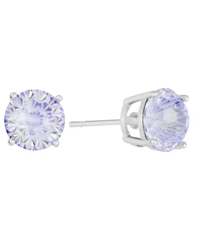 Macy's Sterling Silver Starlight Cubic Zirconia Solitaire Stud Earrings In Purple