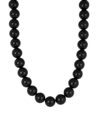 Macy's Sterling Silver-plated Color Beaded Necklace In Onyx