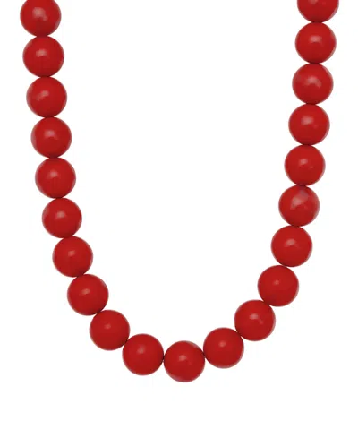 Macy's Sterling Silver-plated Color Beaded Necklace In Red