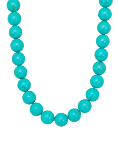 Macy's Sterling Silver-plated Color Beaded Necklace In Turquoise