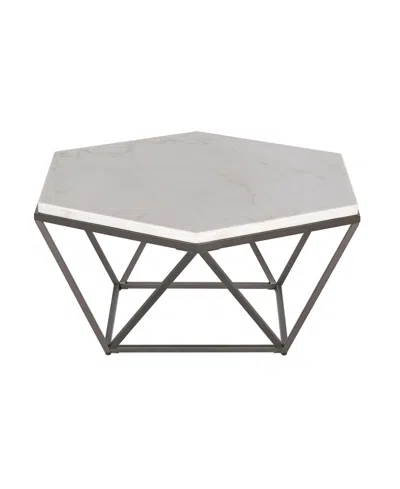 Macy's Steve Silver Corvus 36" Hexagonal Shape Marble Top Cocktail Table In Gray