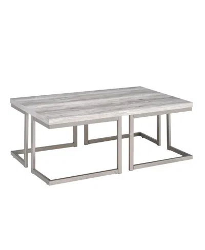 Macy's Steve Silver David 48" Modern Laminate Top Cocktail Table In Soft Driftwood,pewter Base