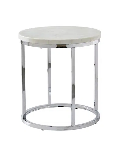 Macy's Steve Silver Echo 22" Round Marble And Chrome End Table
