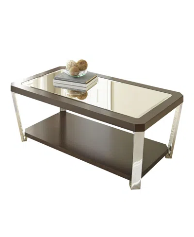 Macy's Steve Silver Truman 48" Mirrored Top And Wood Cocktail Table In Gray