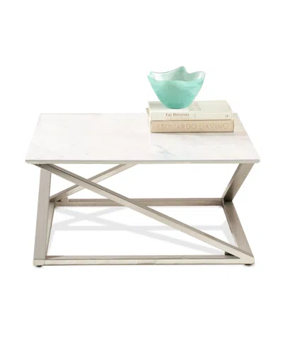 Macy's Steve Silver Zurich 36" Square Faux Marble And Matte Chrome Cocktail Table In Neutral