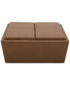 Macy's Stolly Leather Storage Ottoman, Created For  In Butternut