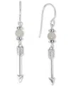 Macy's Stone Bead & Arrow Linear Drop Earrings In Sterling Silver In Labradorite