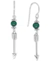 Macy's Stone Bead & Arrow Linear Drop Earrings In Sterling Silver In Malachite