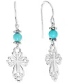Macy's Stone Bead & Arrow Linear Drop Earrings In Sterling Silver In Turquoise