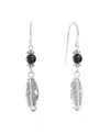 Macy's Stone Beaded Leaf Drop Earrings In Silver