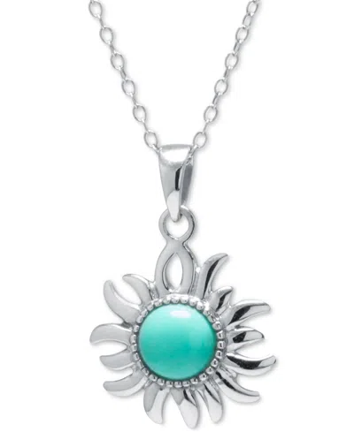 Macy's Stone Sunburst Pendant Necklace In Sterling Silver