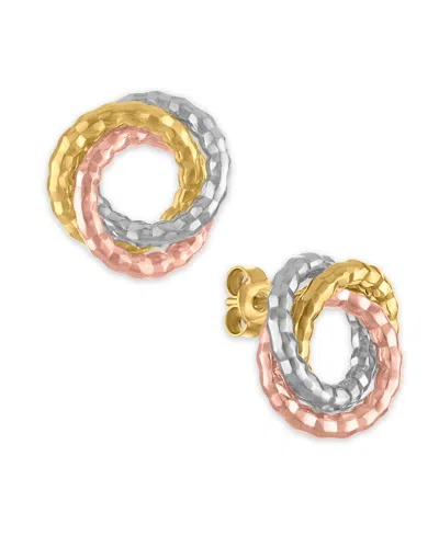 Macy's Stud Earrings In 10k Tricolor Gold In Multi
