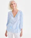 Macy's Petite Floral Medallion Easy Split-neck Blouse, Exclusively At  In Floral Dream