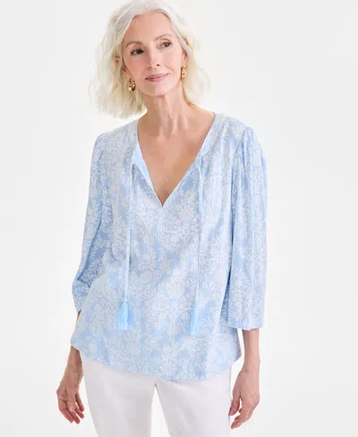 Macy's Petite Floral Medallion Easy Split-neck Blouse, Exclusively At  In Floral Dream