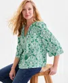 Macy's Petite Floral Medallion Easy Split-neck Blouse, Exclusively At  In Floral Hampton