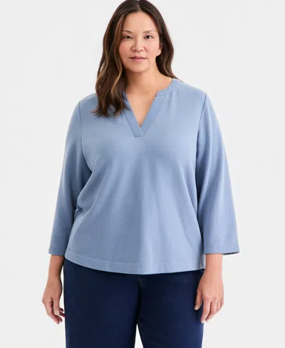 Macy's Style & Co Plus Size Lux Soft Fleece Long-sleeve Knit Top,  Exclusive