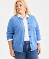 Macy's Style & Co Plus Size Pointelle Cardigan Sweater,  Exclusive In Blue