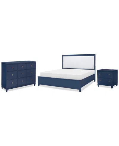 MACY'S SUMMERLAND 3PC BEDROOM SET (CALIFORNIA KING UPHOLSTERED BED, DRESSER, NIGHTSTAND)