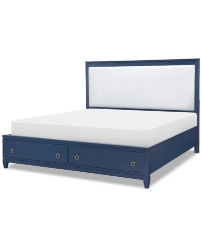Macy's Summerland Upholstered California King Storage Bed In Blue