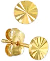 Macy's Sun Ray Texture Round Disc Stud Earrings In 10k Gold In Gold